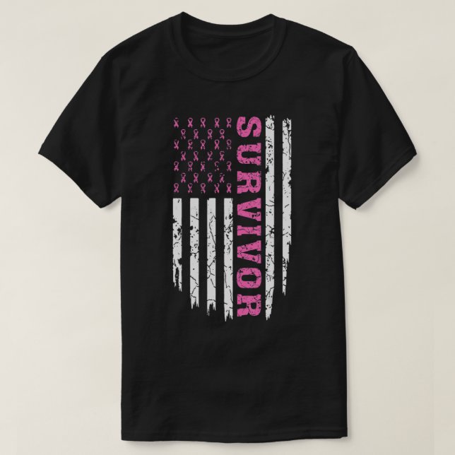 Camiseta Breast Cancer Awareness Pink Ribbon Survivor Ameri (Diseño del anverso)