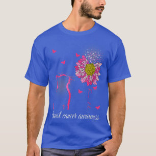 Camiseta Breast Cancer Awareness Sunflower Cat Faith Ribbon