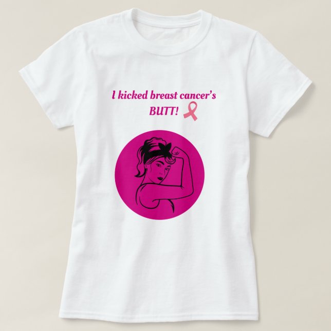 Camiseta Breast Cancer Pink Kick Butt Woman T-Shirt (Diseño del anverso)