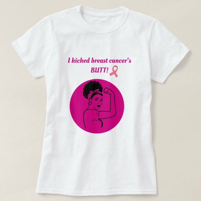 Camiseta Breast Cancer Pink Kick Butt Woman T-Shirt (Diseño del anverso)