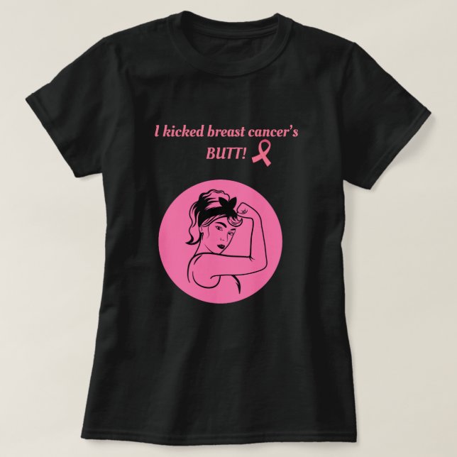 Camiseta Breast Cancer Pink Kick Butt Woman T-Shirt (Diseño del anverso)