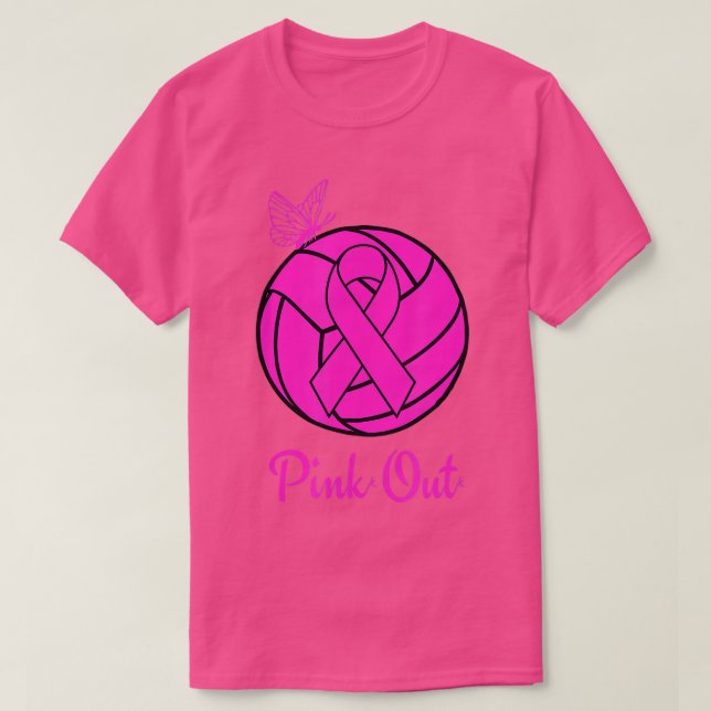 Camiseta Breast Cancer Pink Out Volleyball Pink Ribbon Butt (Diseño del anverso)