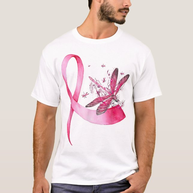 Camiseta Breast Cancer Ribbon Pink Dragonfly (Anverso)
