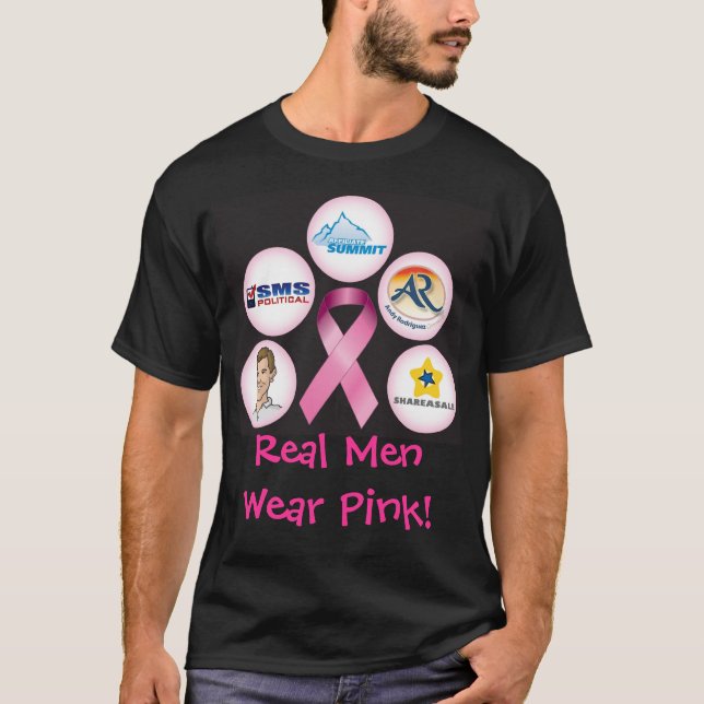 Camiseta ¡BreastCancerWalk_front_black, rosa real del (Anverso)