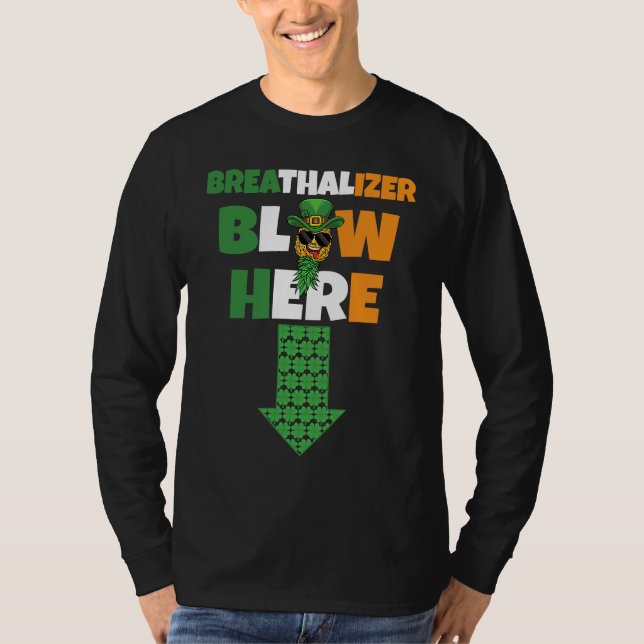 Camiseta Breathalizer Blow Here St Patricks Day Pineapple S (Anverso)