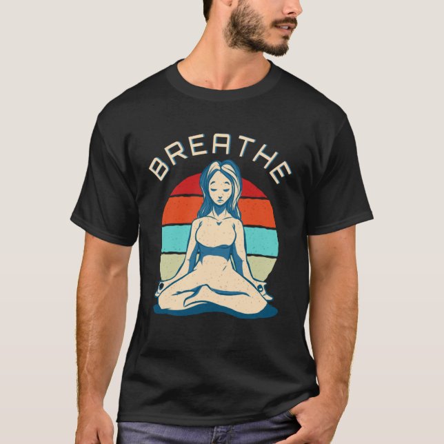 Camiseta Breathe Meditation   Vintage Yoga Girl (Anverso)