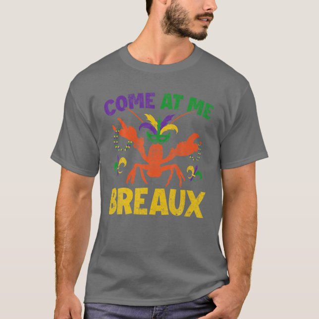 Camiseta Breaux Crawfish Bebidas Mardi Gras Fiesta Máscara  (Anverso)