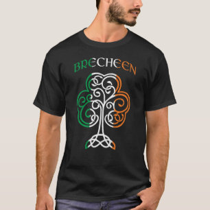 Camiseta BRECHEEN Nombre irlandés Shamrock Ireland Flag Fam