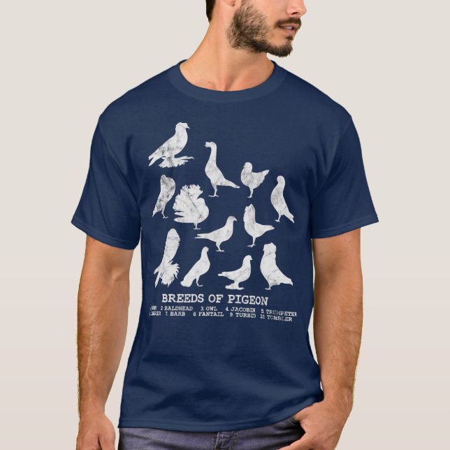 Camiseta Breeds of Pigeons pigeon lover (Anverso)