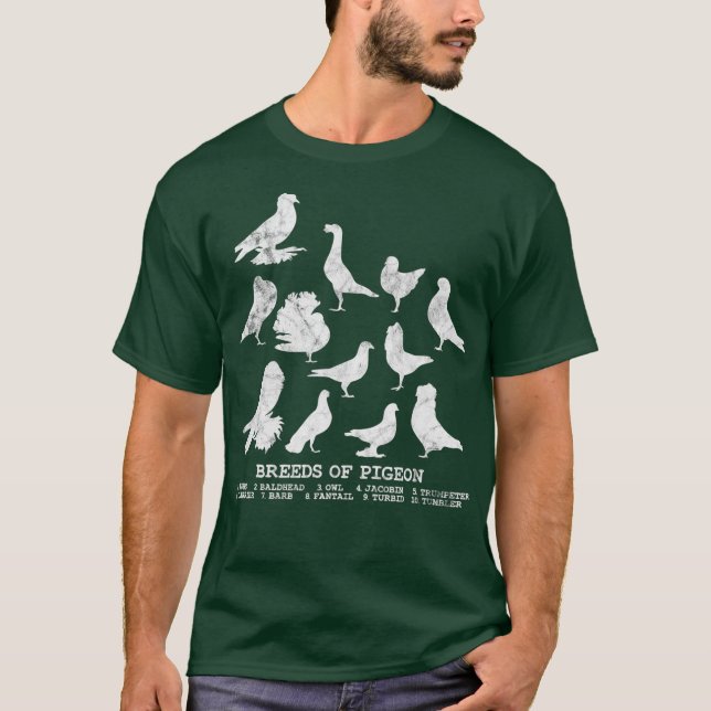 Camiseta Breeds of Pigeons pigeon lover (Anverso)