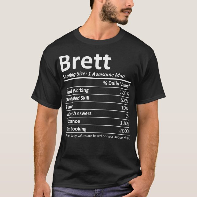 Camiseta BRETT Nutrition Funny Nombre Personalizado del Cum (Anverso)