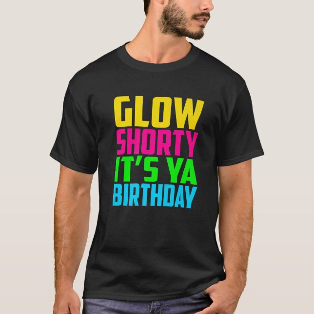 Camiseta Breve brillo Su Ya Cumpleaños Diseño Brillo Fiesta (Anverso)