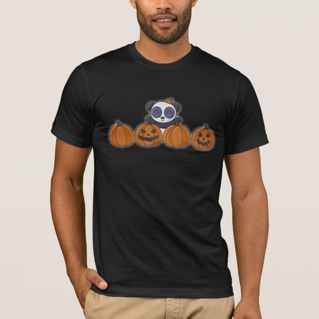 Camiseta Breve calabaza de Panda Halloween (Anverso)
