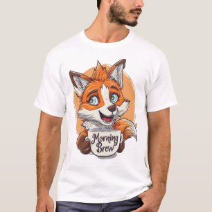 Camiseta Brew matutino" Fox Coffee Lover Wimsical Wake Up