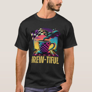 Camiseta Brew Tiful Coffee Cup Colores vibrantes Café retro