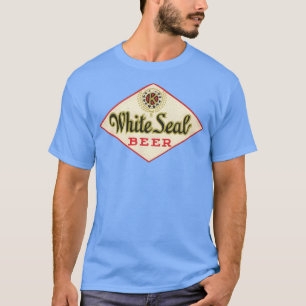 Camiseta Breweriana de la Retro de Cerveza Sellada Blanca