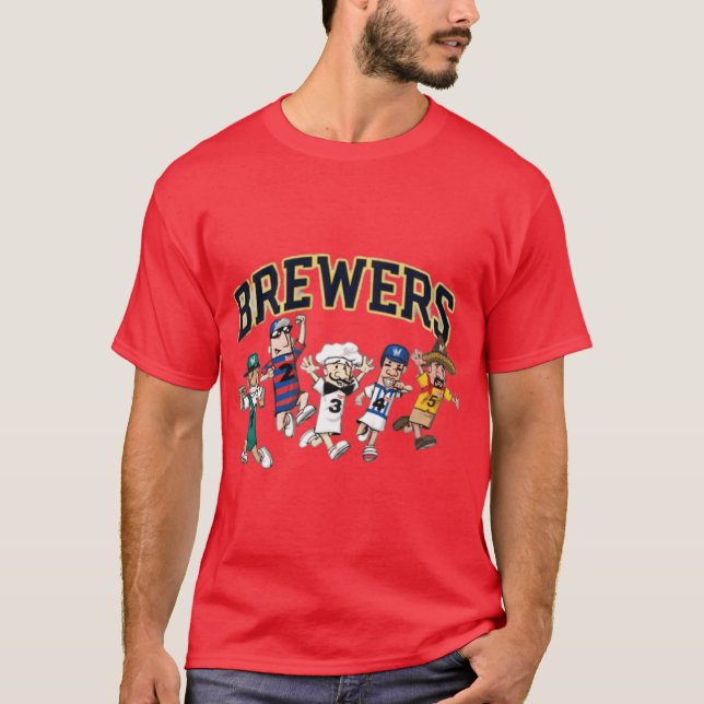 Camiseta Brewers Sausage Mascot Race Cartoon Sports Parody  (Anverso)