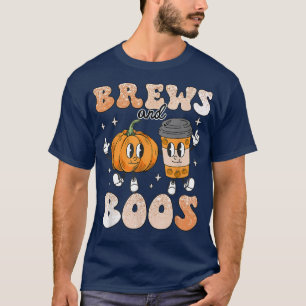 Camiseta Brews & Boos Cute Fall Coffee Lover Retro Hallowee