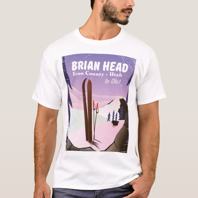 Camiseta Brian Head, Iron County Utah, poster de esquí de l (Anverso)