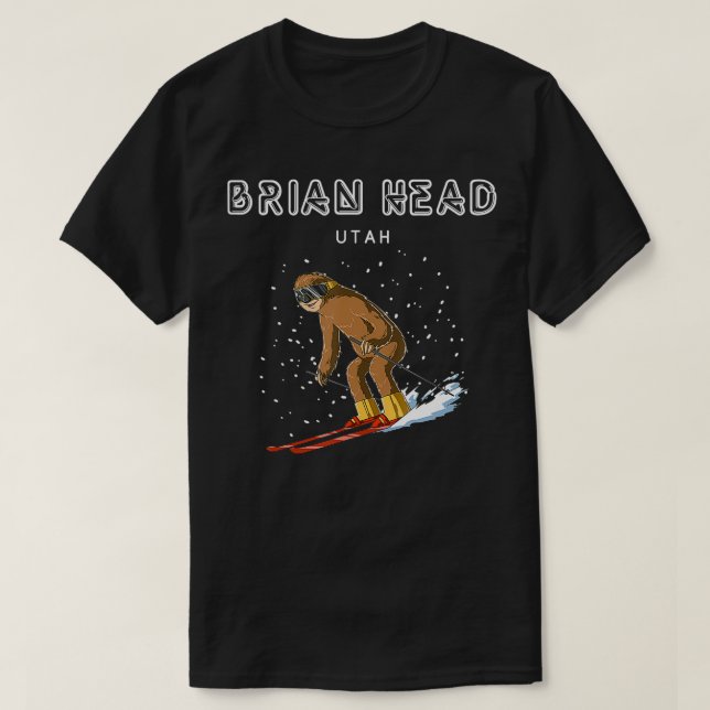 Camiseta Brian Head Utah USA Sloth Ski Gift (Diseño del anverso)