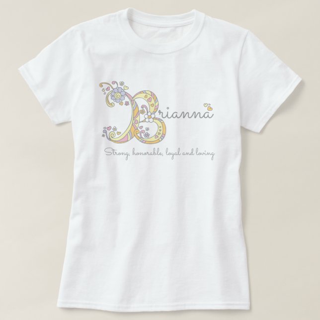 Camiseta Brianna chicas B nombre que significa 'monogram te (Diseño del anverso)