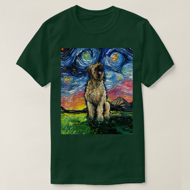Camiseta Briard Berger de Brie Starry Night Dog Art de Aja (Diseño del anverso)