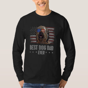 Camiseta Briard Best Dog Dad Ever Retro Bandera Estadounide