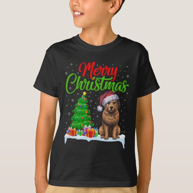 Camiseta Briard Dog Árbol de Navidad enciende divertida Nav (Anverso)