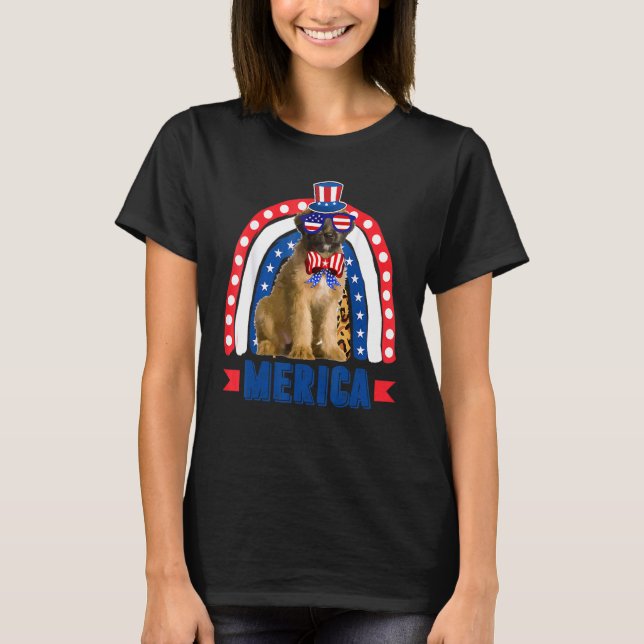 Camiseta Briard Dog Arcoiris Leopard Bandera De Merica 4 De (Anverso)
