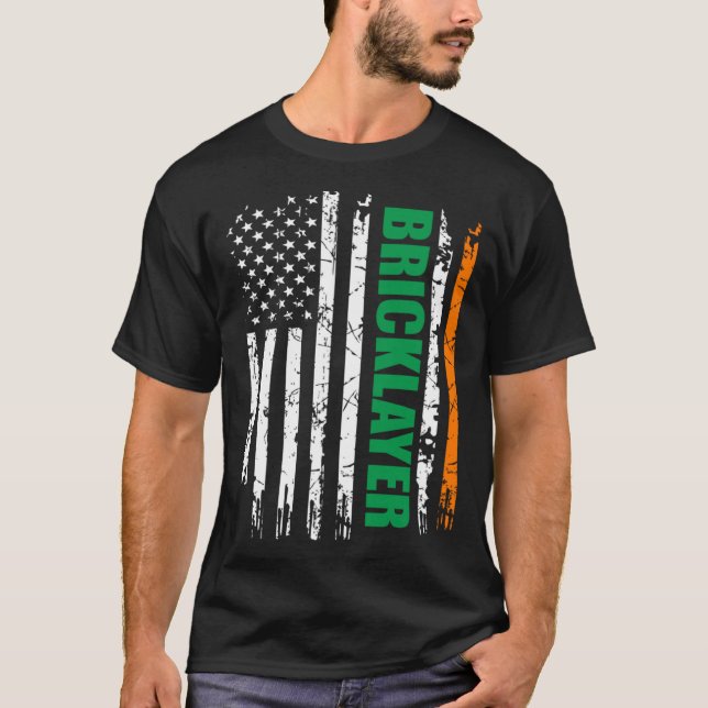 Camiseta Bricklayer USA Flag Irish St Patrick Day (Anverso)