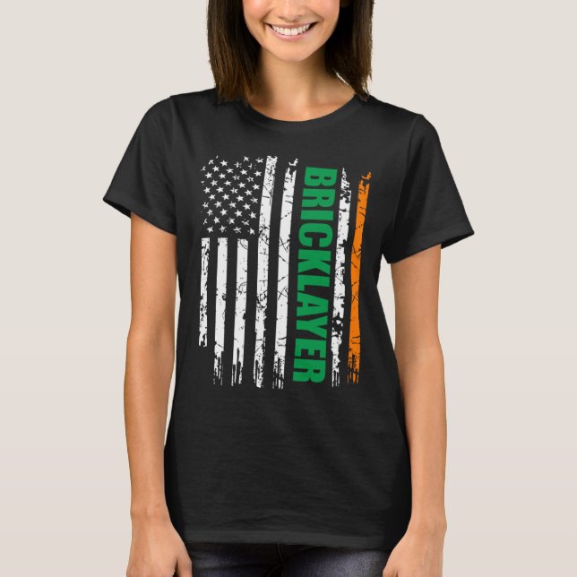 Camiseta Bricklayer USA Flag Irish St Patrick Day (Anverso)