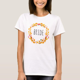 Camiseta Bride. Boda de otoño botánica acuarela