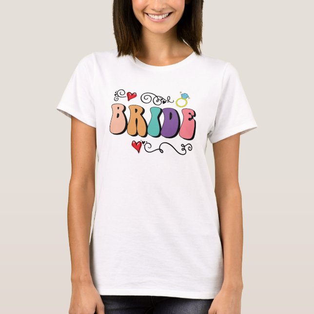 Camiseta Bride Retro Bachelorette Colorful (Anverso)