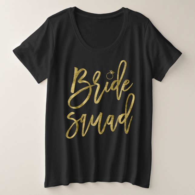 Camiseta Bride Squad Faux Gold Plus Tamaño (Anverso del diseño)