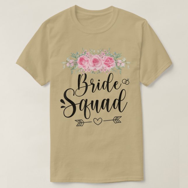 Camiseta Bride Squad Wedding Party Floral Flower  (Diseño del anverso)