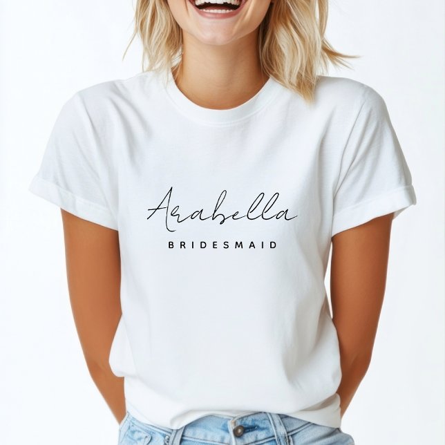 Camiseta Bridesmaid | Bachelorette de escritura Minimalista (Subido por el creador)