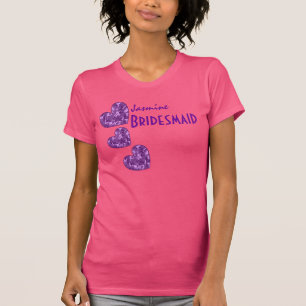 Camiseta BRIDESMAID con PURPLE CAMO Patterned Hearts V20