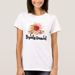 Camiseta Bridesmaid Floral Watercolor Bouquet Boda