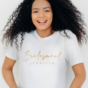 Camiseta Bridesmaid Gold Custom Name Bachelorette