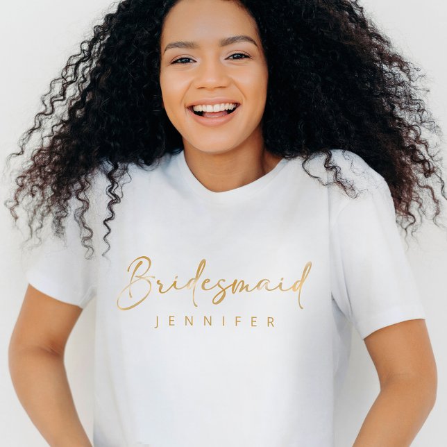 Camiseta Bridesmaid Gold Custom Name Bachelorette (Subido por el creador)