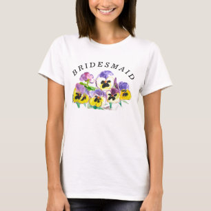Camiseta Bridesmaid Pansies Floral Vintage Boda