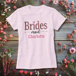 Camiseta Bridesmaid Personalizada Estampado Leopardo Rosa G