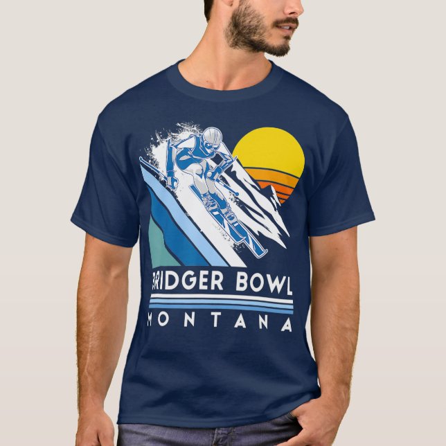 Camiseta Bridger Bowl Montana Retro Ski (Anverso)