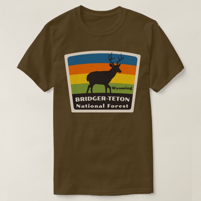 Camiseta Bridger Teton Bosque Nacional Wyoming Roaming Deer (Diseño del anverso)