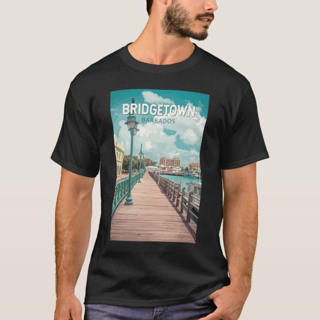 Camiseta Bridgetown Barbados Ilustracion Viaje arte Retro (Anverso)