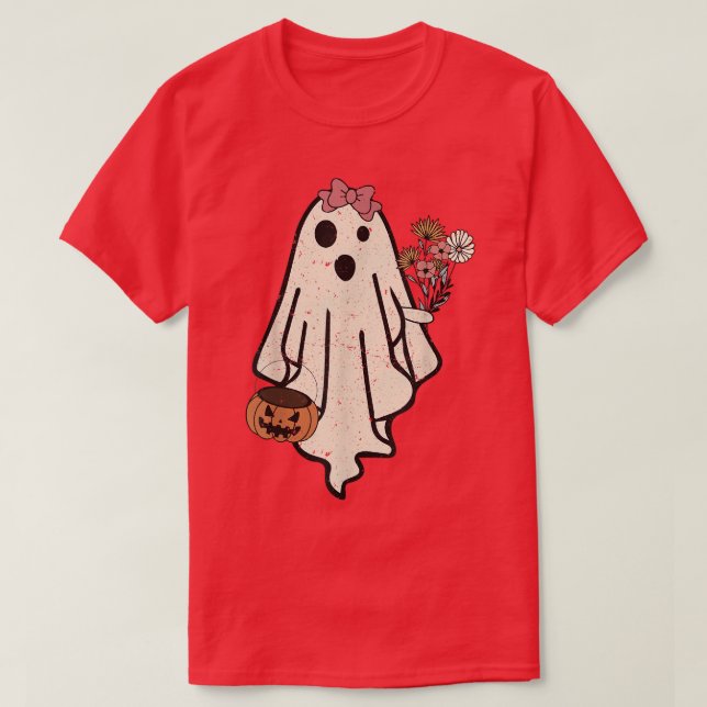 Camiseta Brie Ghost Funny Halloween Bompkins Flor (Diseño del anverso)