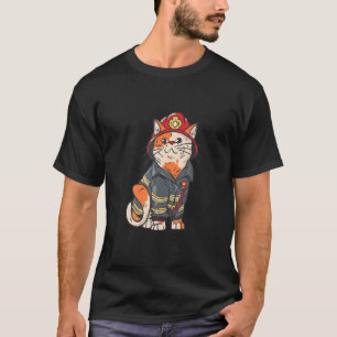 Camiseta Brigada de Bomberos Voluntarios Estampado de Gato
