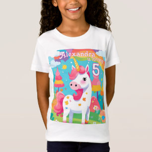 Camiseta Bright Pink Cute Unicorn Cumpleaños