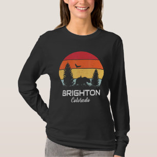 Camiseta Brighton Colorado Mountain Forest Retro Sunset