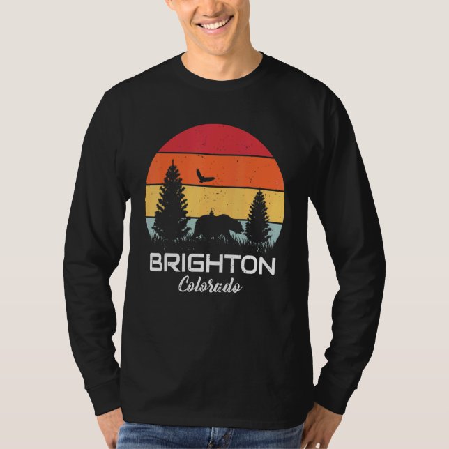 Camiseta Brighton Colorado Mountain Forest Retro Sunset (Anverso)